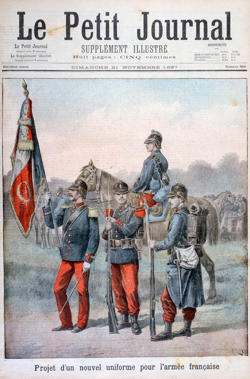 Ehdotettu uusia univormuja Ranskan armeijalle, 1897 tekijältä Henri Meyer
