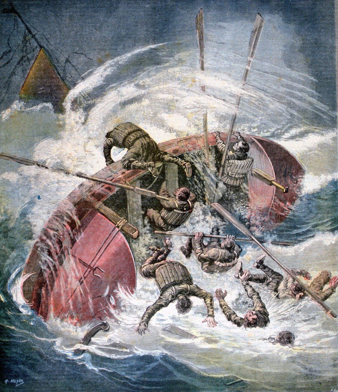 Pelastus myrskyn haaksirikosta Les Sables-dOlonnen edustalla Ranskassa, 1891 tekijältä Henri Meyer