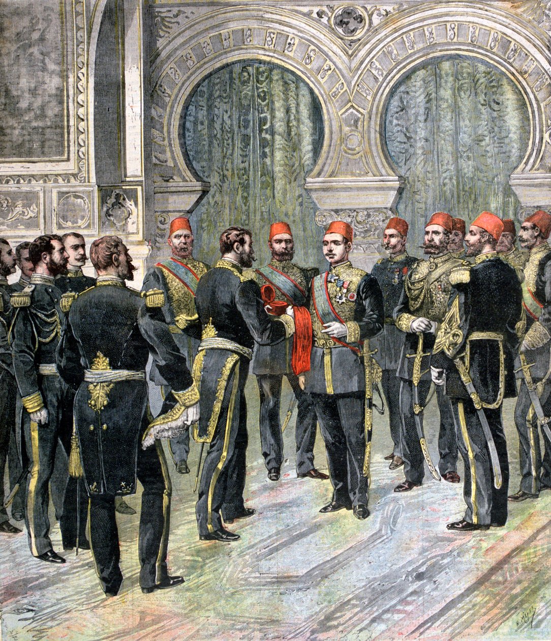 Kunnialegioonan suuren Cordonin palauttaminen Egyptin uudelle Khedivelle, 1892 tekijältä Henri Meyer