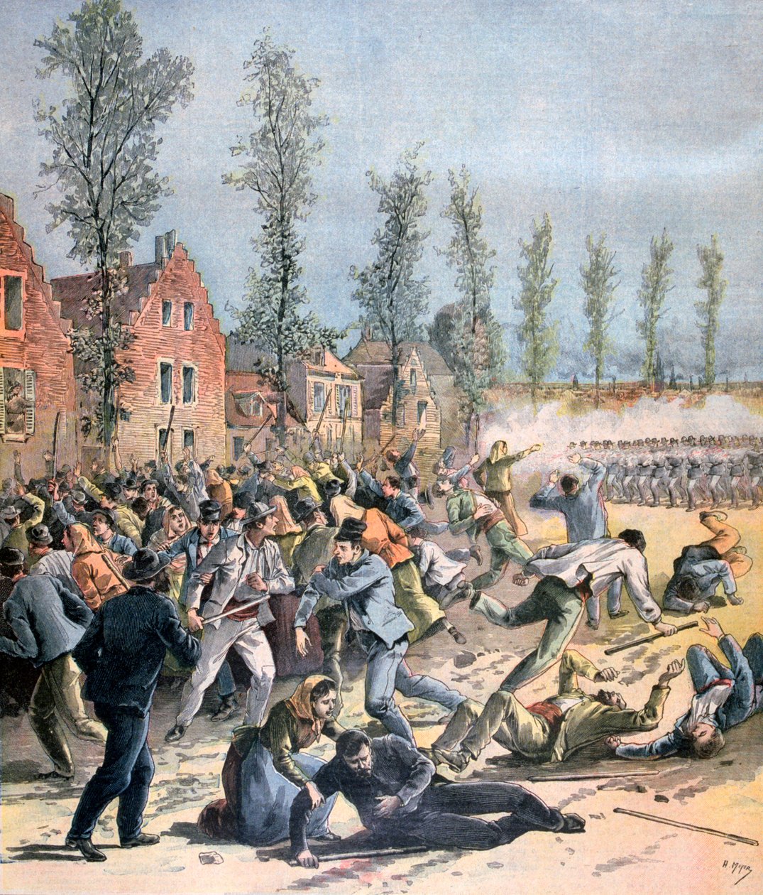Mellakointi Monsissa, Belgiassa, 1893 tekijältä Henri Meyer