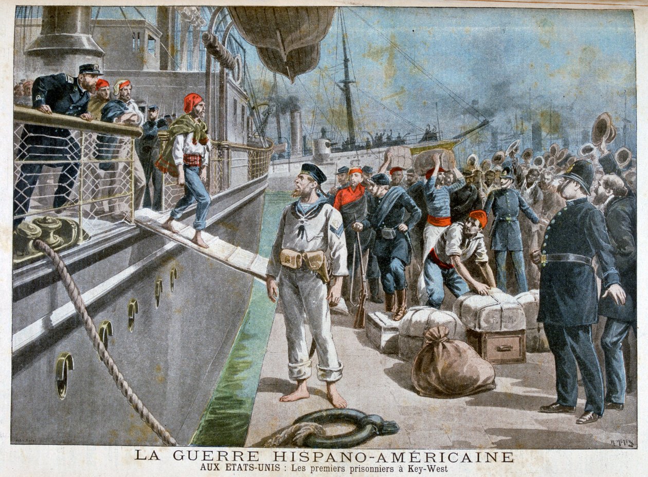 Key-Westiin saapuvat espanjalaiset vangit, Espanjan ja Amerikan sota, 1898 tekijältä Henri Meyer