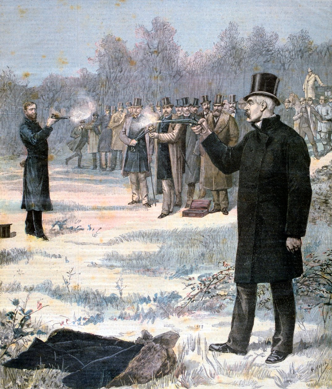 Paul Derouleden ja Georges Clemenceaun kaksintaistelu, 1893 tekijältä Henri Meyer