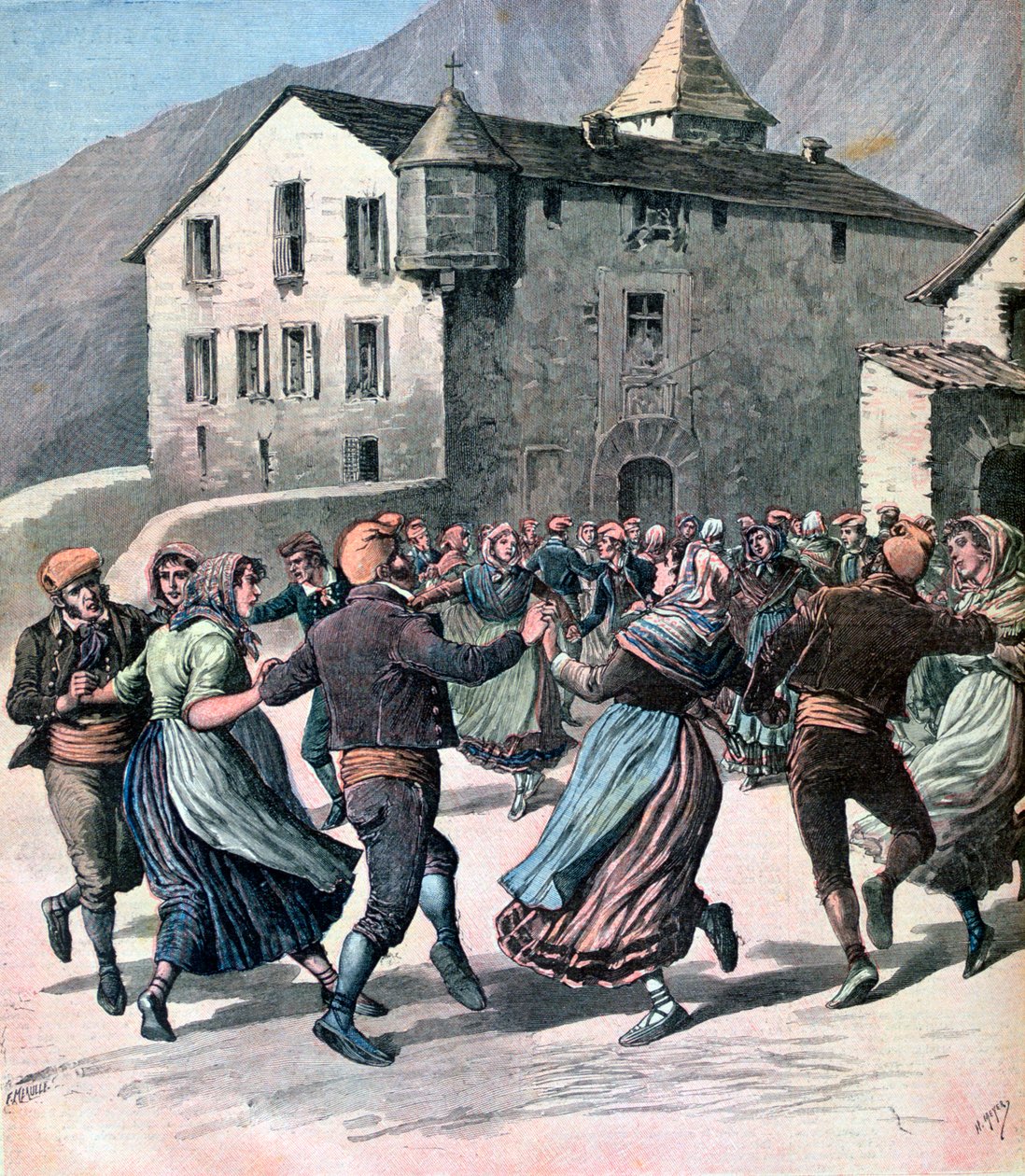 The Farandole, Andorra, 1891 tekijältä Henri Meyer