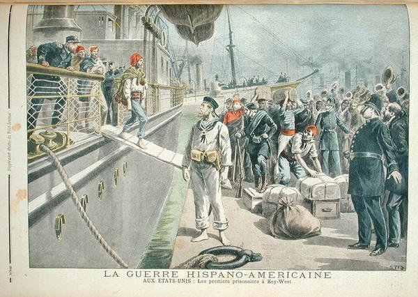 Ensimmäiset vangit Key Westissä Espanjan Amerikan sodan aikana, Le Petit Journal, 8. toukokuuta 1898 tekijältä Henri Meyer