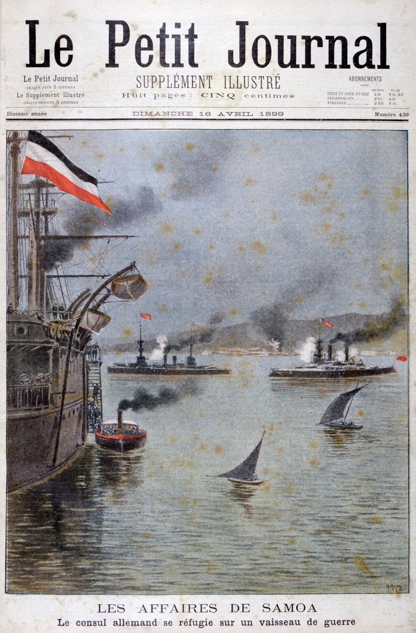 Saksan konsuli etsii turvaa saksalaisella sota-aluksella, 1899 tekijältä Henri Meyer