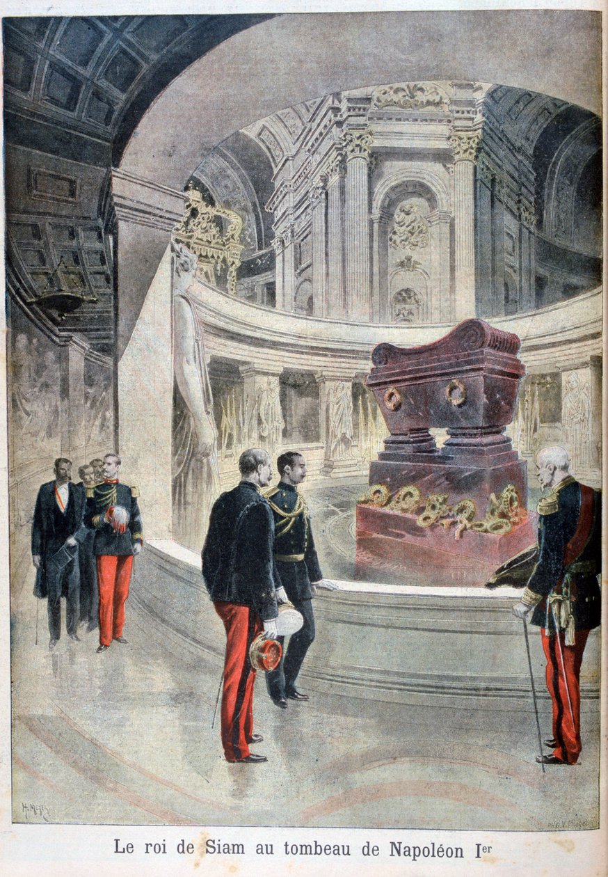 Siamin kuningas Napoleon I:n haudalla, Pariisi, 1897 tekijältä Henri Meyer
