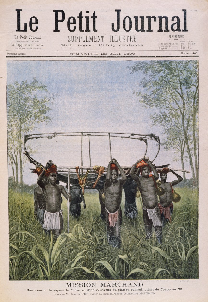 Marchandin lähetyskenttä matkalla Kongosta Niilille, Le Petit Journal, 28. toukokuuta 1899 tekijältä Henri Meyer