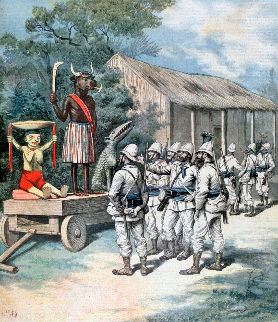 Sodan idoli, Kana, Dahomey, Afrikka, 1892 tekijältä Henri Meyer