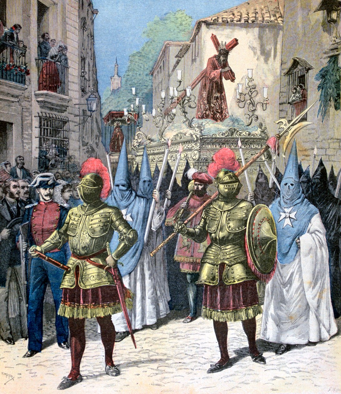 Pitkäperjantain kulkue, pyhä viikko, Sevilla, 1891 tekijältä Henri Meyer