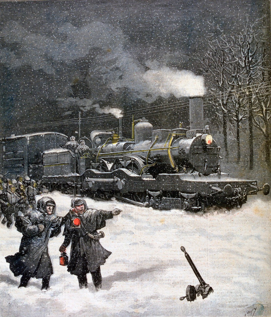 Juna tukossa lumen takia, Ranska, 1892 tekijältä Henri Meyer