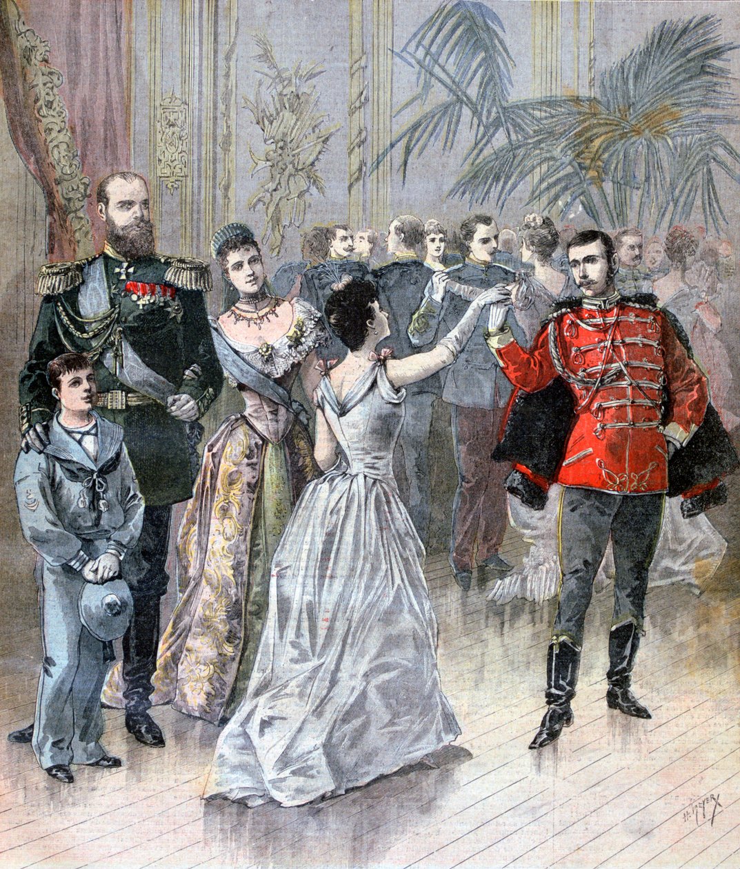 Venäjän keisari Aleksanteri III ja Ranskan suurlähettiläs Pietarissa, 1893 tekijältä Henri Meyer
