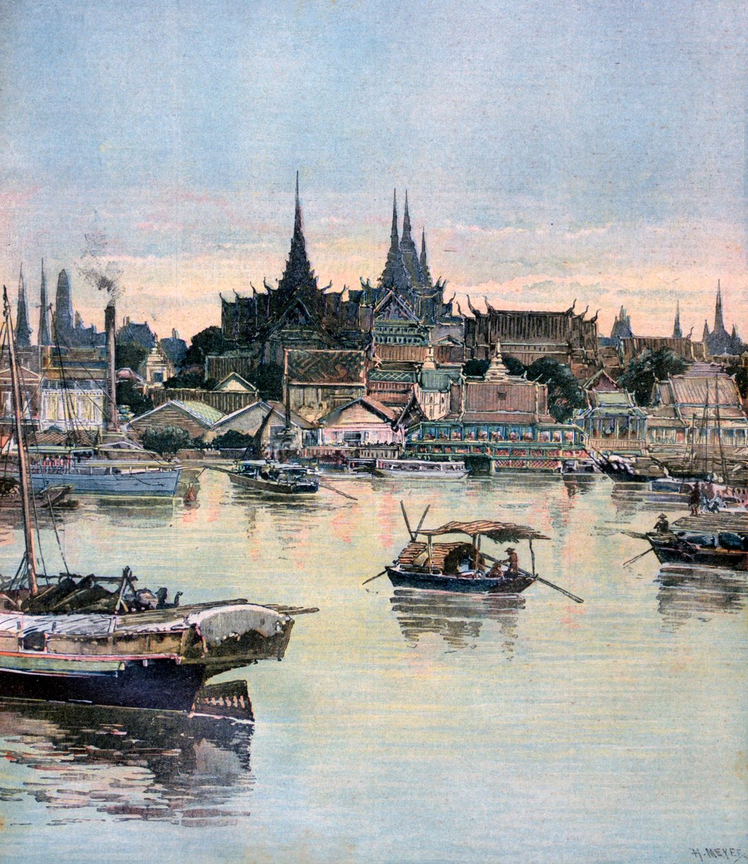 Näkymä Bangkokista, 1893 tekijältä Henri Meyer