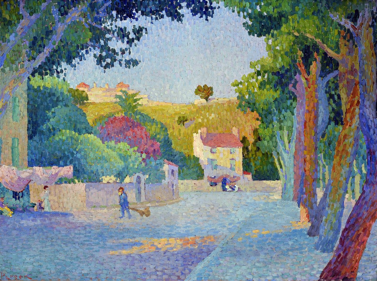 Place des Lices Saint Tropezissa (Saint-Tropez) (öljy kankaalle) tekijältä Henri Person