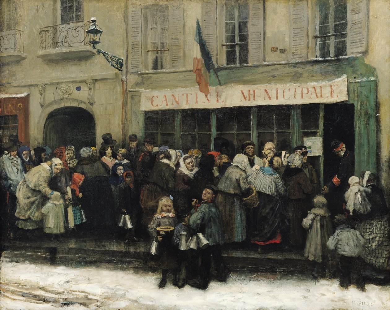 Keittokeittiö Pariisin piirityksen aikana, vuoden 1870 jälkeen (öljy kankaalle) tekijältä Henri Pille