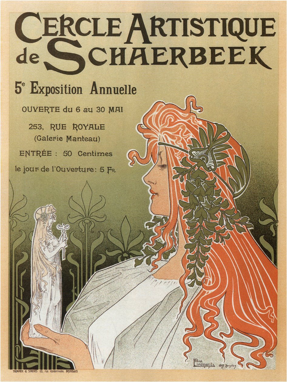 Schaerbeekin taiteellinen klubi, 5. vuosinäyttely, 1897 tekijältä Henri Henri Antoine Théodore Livemont