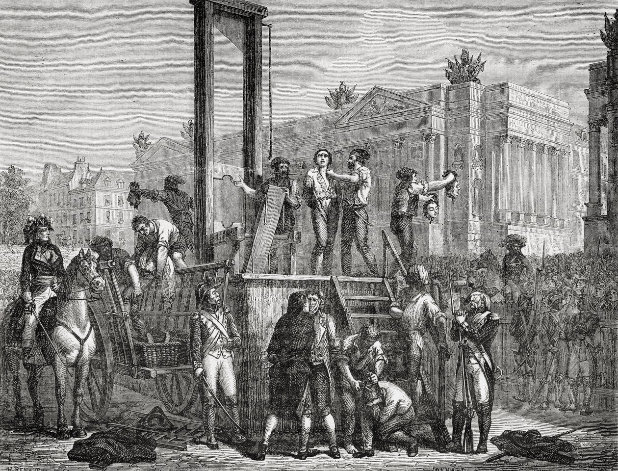 Robespierren ja hänen seuraajiensa teloitus vuonna 1794, Jonnardin kaiverrus. tekijältä Henri Renaud