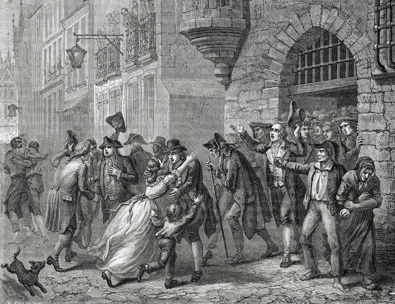 The Release of the Moderates, 1794, Louis Blancin (1811-82) "Histoire de la Revolution Francaise" -kaiverruksesta Paul Jonnard (k.1902) 1847-62 tekijältä Henri Renaud