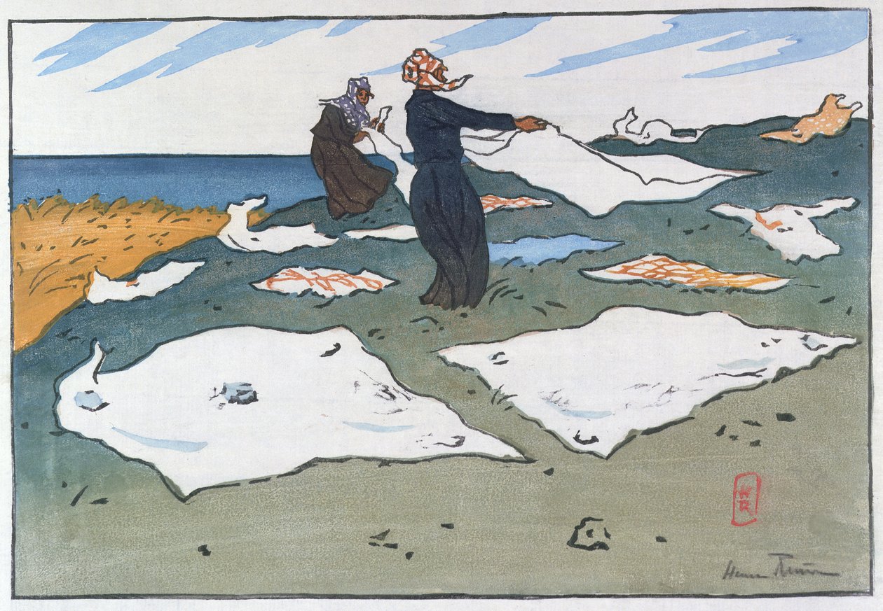 Breton Washerwomen by the Sea, n. 1900 (väri litho) tekijältä Henri Rivière