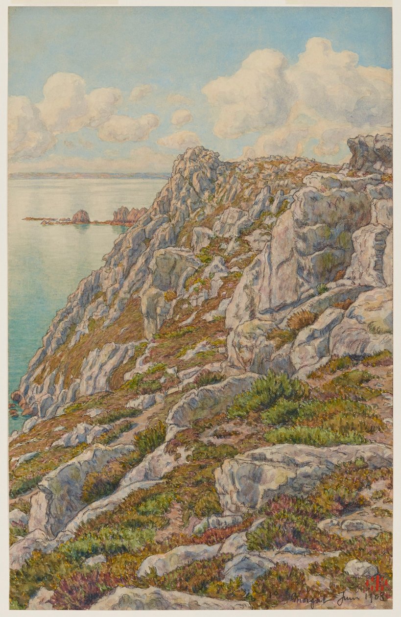 Klippen der Île Vierge. Bucht von Douarnenez. Morgat tekijältä Henri Rivière