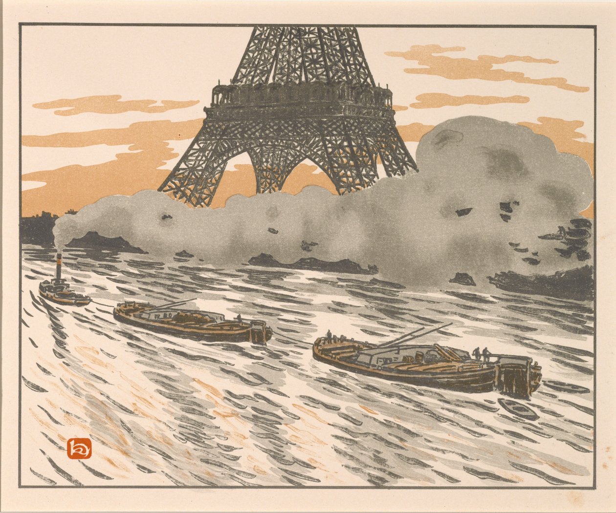Proomut Eiffel-tornin 36 näkymästä tekijältä Henri Rivière