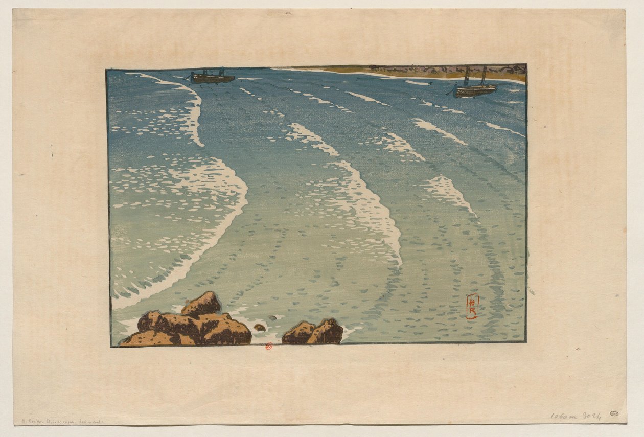 [Nousevan vuoroveden aalto, La Garde-Guérinin ranta (Saint-Briac)] tekijältä Henri Rivière