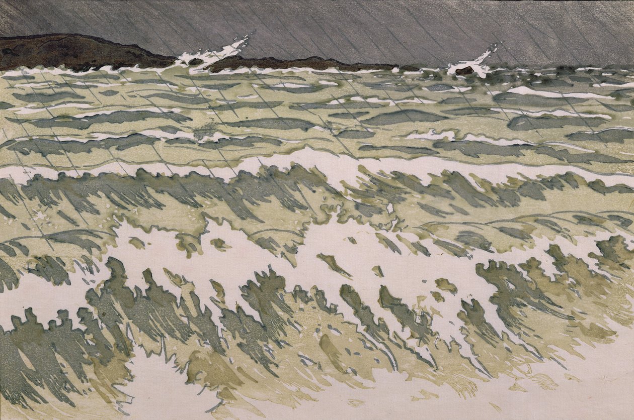 Rain on the Sea (akvarelli paperille) tekijältä Henri Rivière