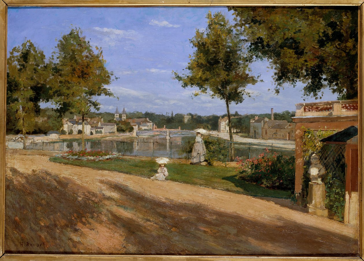 Terassi Seinen rannalla Melunissa Henri Rouartin (1833-1912) maalaus 1880 su. 0,46x0,65 m Pariisi, musee d