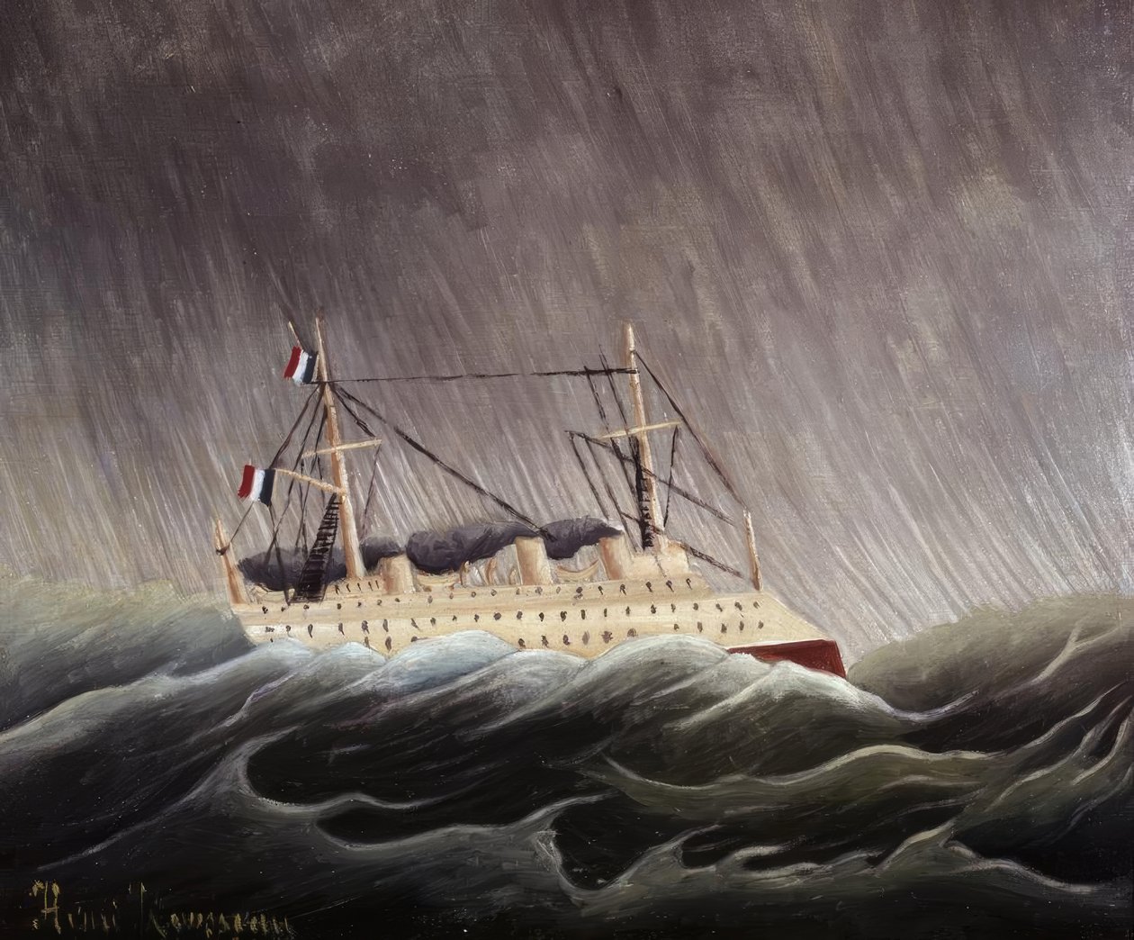 Barco en la tempestad. Käsittelijä: HENRI ROUSSEAU. Museo: MUSEES NATIONAUX PARIS FRANCIA tekijältä Henri Rousseau