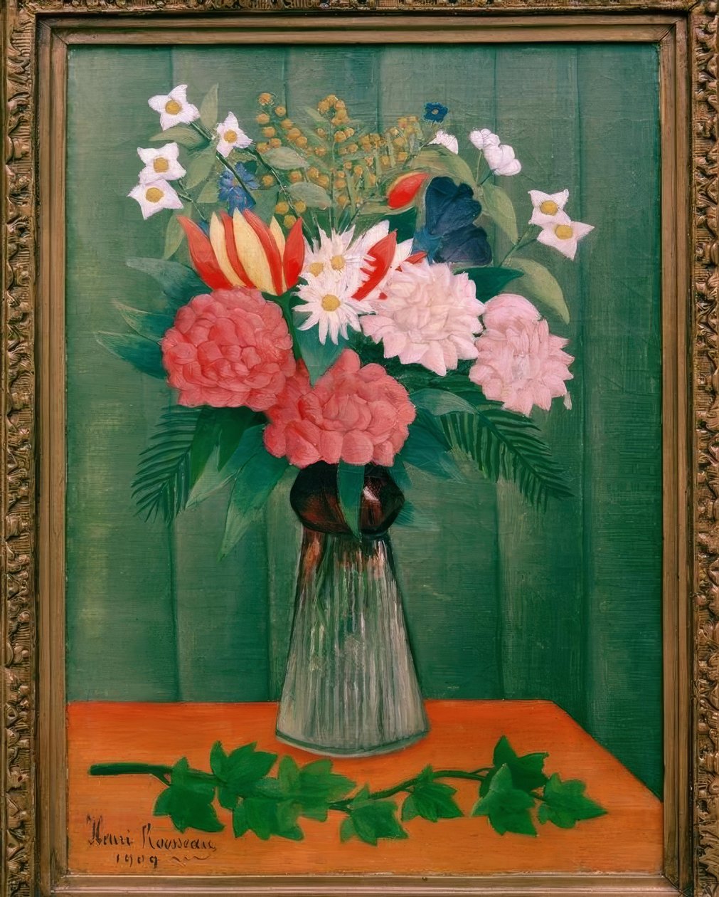 Kukkakimppu murattihaarassa tekijältä Henri Rousseau