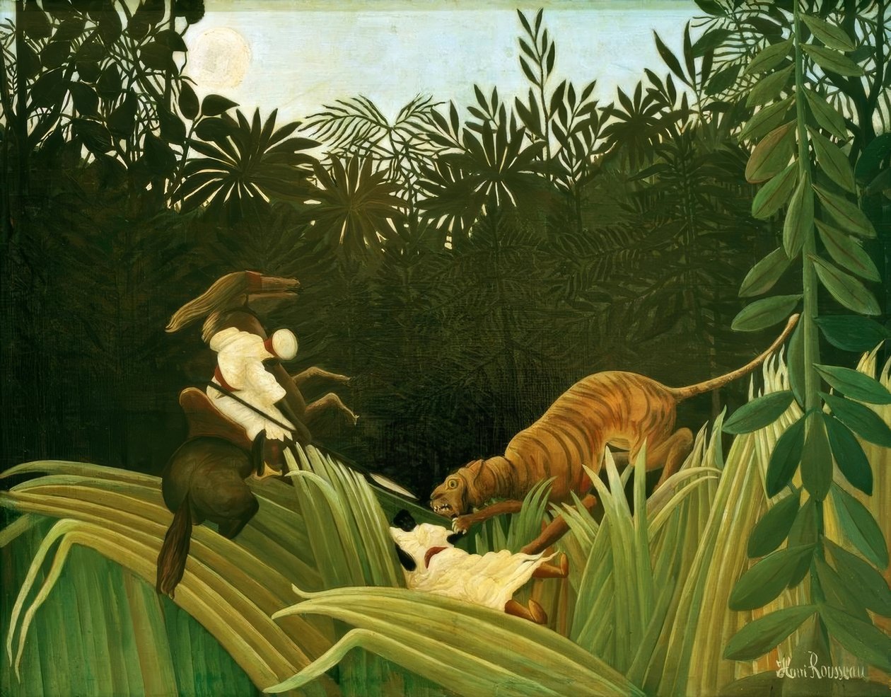 Tiikeri hyökkäsi partiolaisten kimppuun tekijältä Henri Rousseau