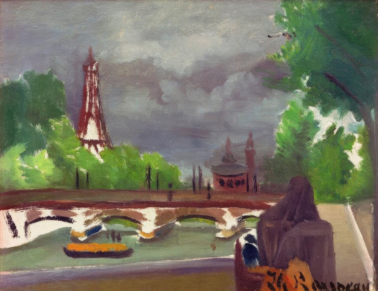 Luonnos, näkymä Eiffel-tornista ja Trocaderosta tekijältä Henri Rousseau