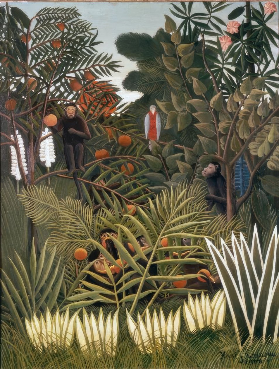 Exotische Landschaft mit Affen und einem Papagei tekijältä Henri Rousseau