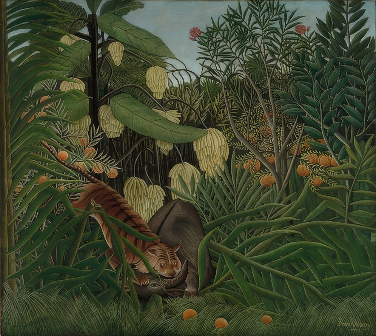 Taistelu tiikerin ja puhvelin välillä. 1908 tekijältä Henri Rousseau