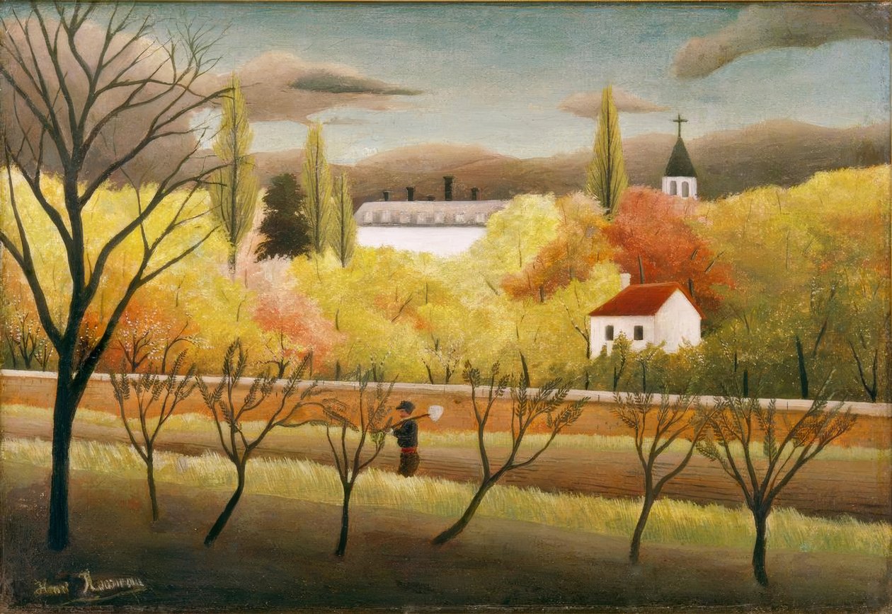 Maisema talonpojan kanssa tekijältä Henri Rousseau
