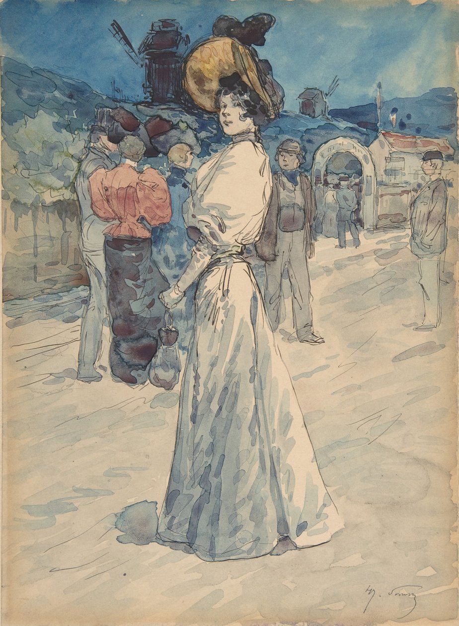 Parisienne Moulin de la Galetten ulkopuolella, n. 1880-1907. tekijältä Henri Somm