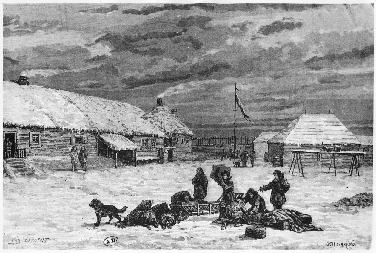 Turkiskauppa Alaskassa, Fort Saint-Michel, 1867 tekijältä Henri Theophile Hildibrand