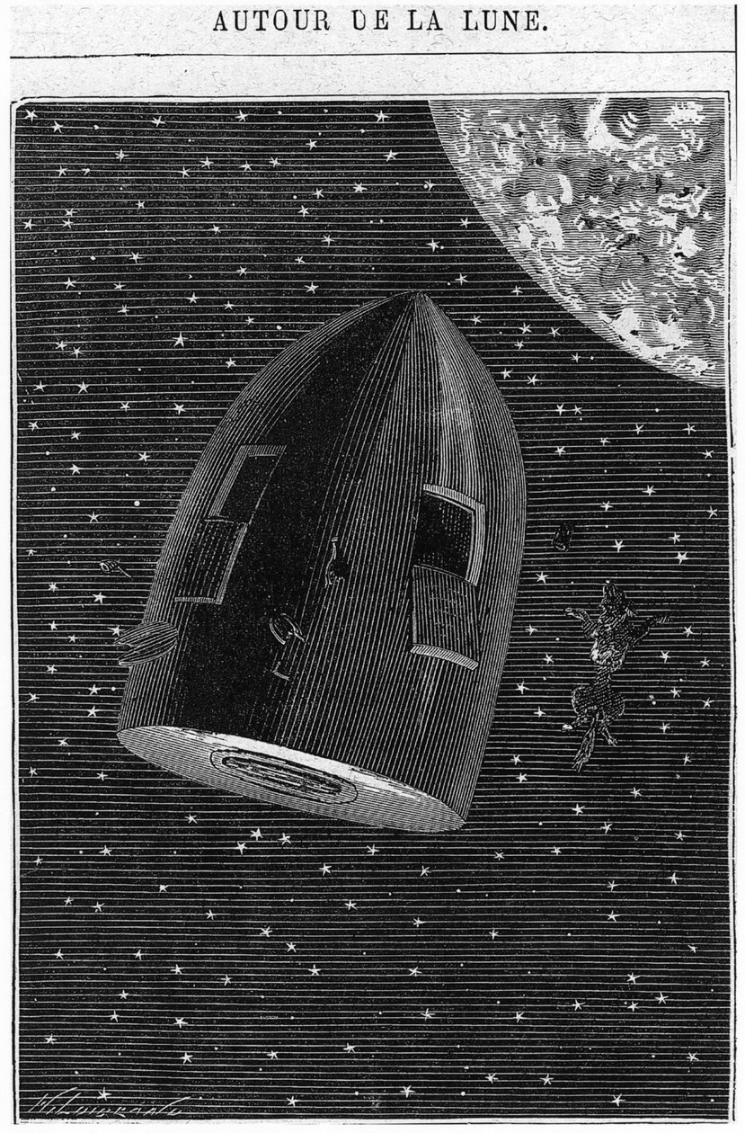 Leaving for the Moon, kuvitus Jules Vernen (1828-1905) teoksesta 