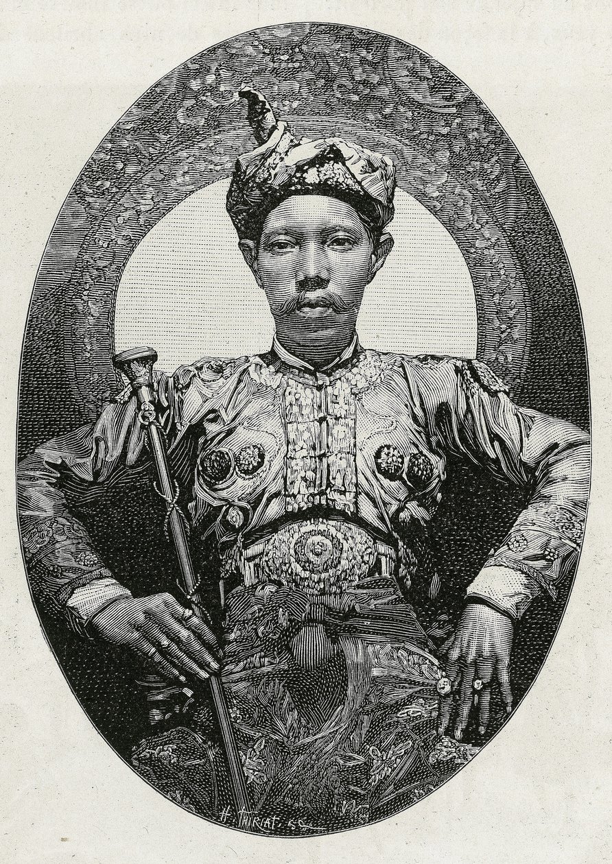 Mohammed Yamalul Alamin, Souloun (tai Sulun) sulttaani (Filippiinit) muotokuva vuonna 1880. Thiriatin kaiverrus havainnollistamaan tarinaa "" Matka Filippiineille"" tekijältä Henri Thiriat