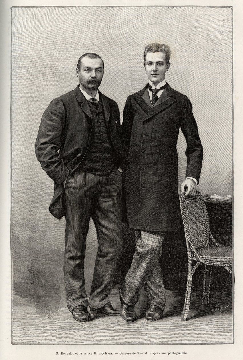 Muotokuvia tutkimusmatkailijoista Gabriel Bonvalotista (1853-1933), tarinan kirjoittajasta ja prinssi Henri d