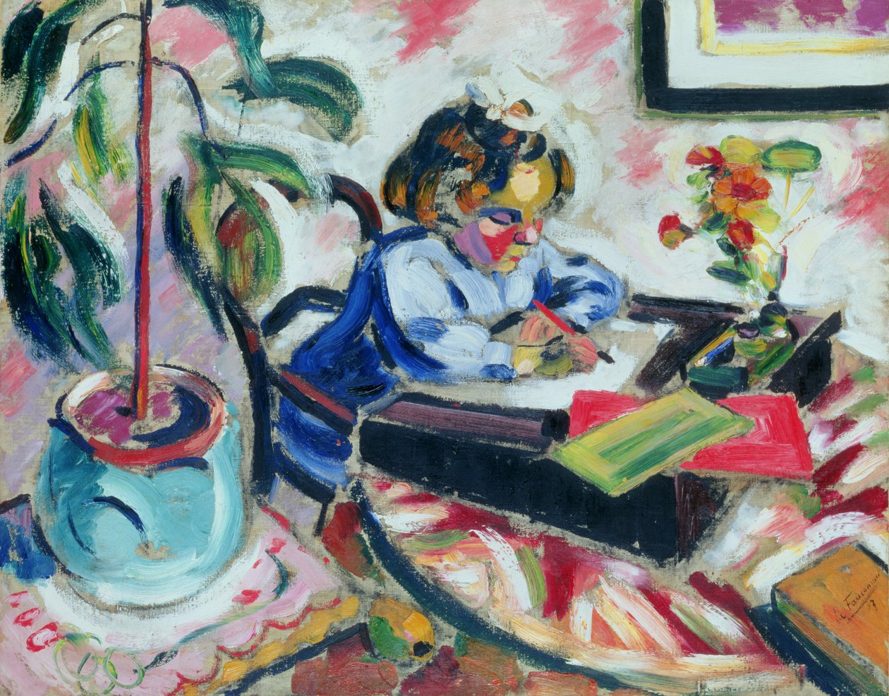 Pikku koulutyttö tekijältä Henri Victor Gabriel Le Fauconnier