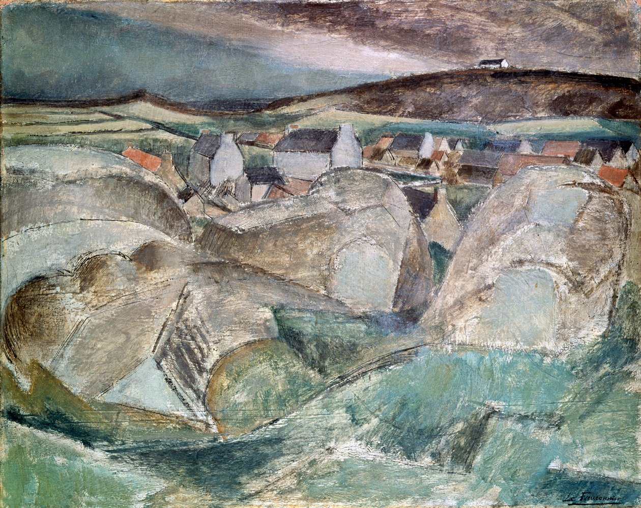 Kylä kallioiden keskellä, vuodelta 1910. tekijältä Henri Victor Gabriel Le Fauconnier