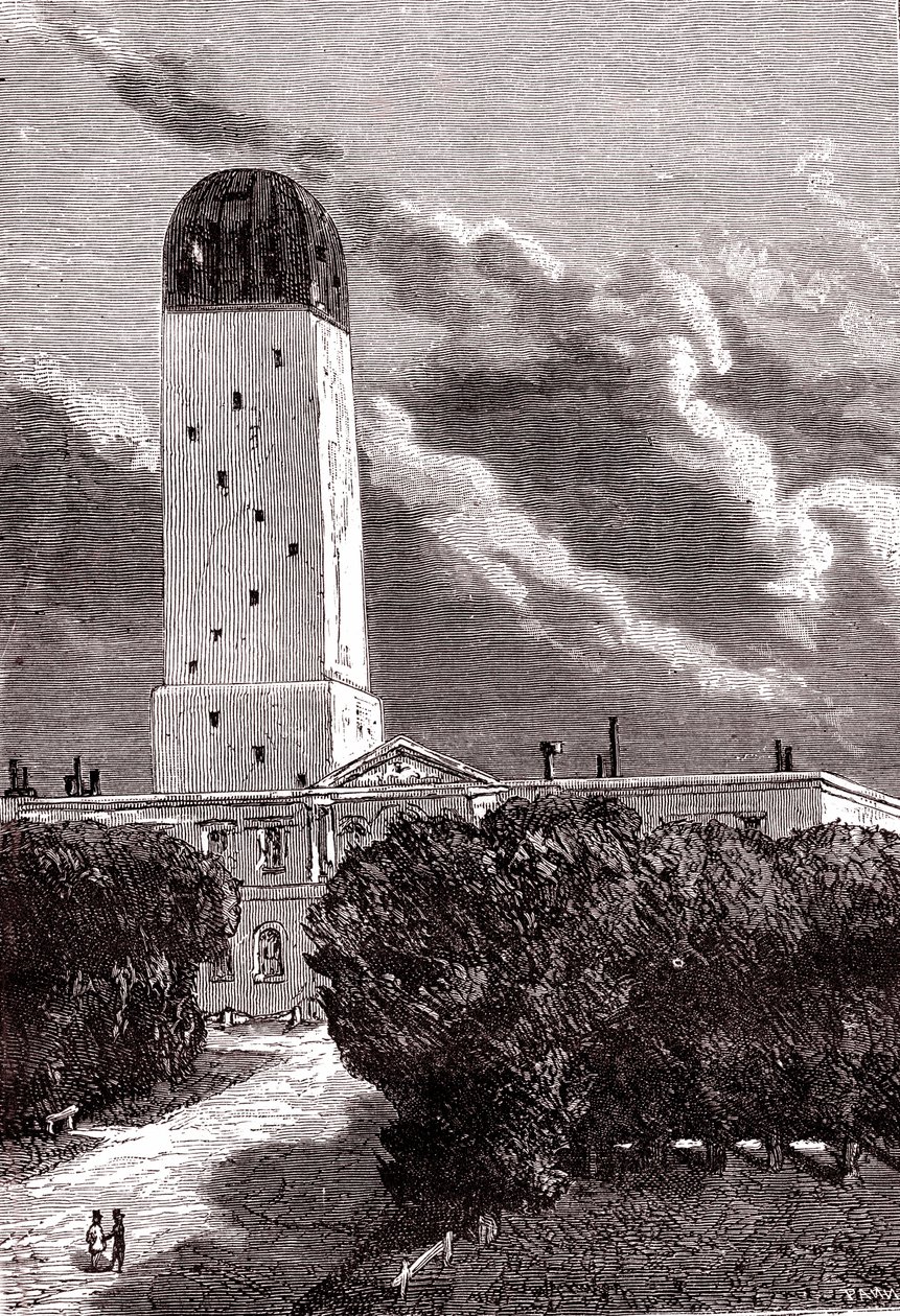 Cambridgen observatorio, Jules Vernen "Maasta kuuhun". tekijältä Henri de (after) Montaut