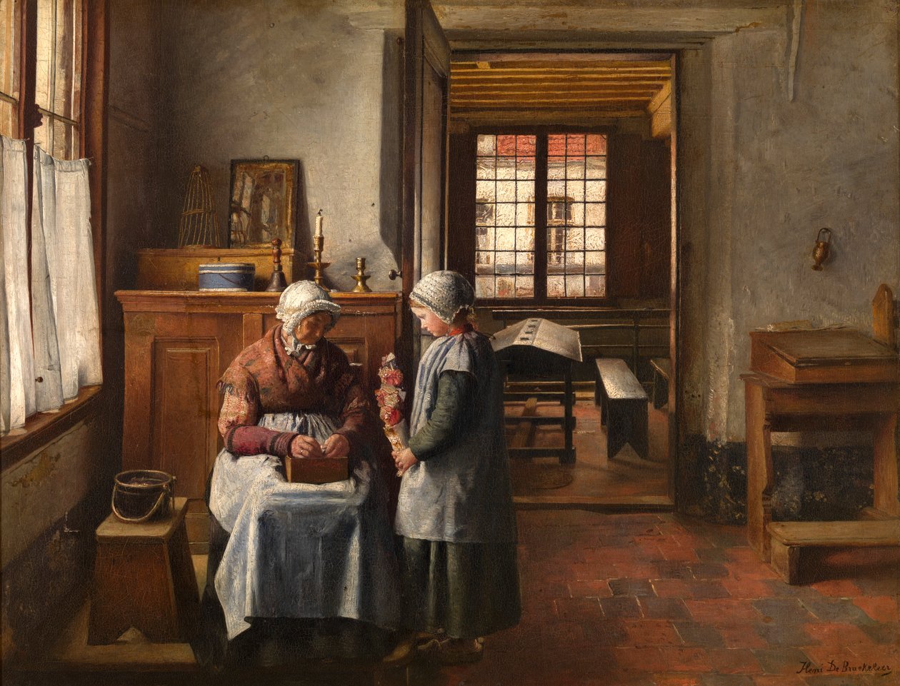 Isoäidin juhla (öljy kankaalle, kiinnitetty paneeliin) tekijältä Henri de Braekeleer