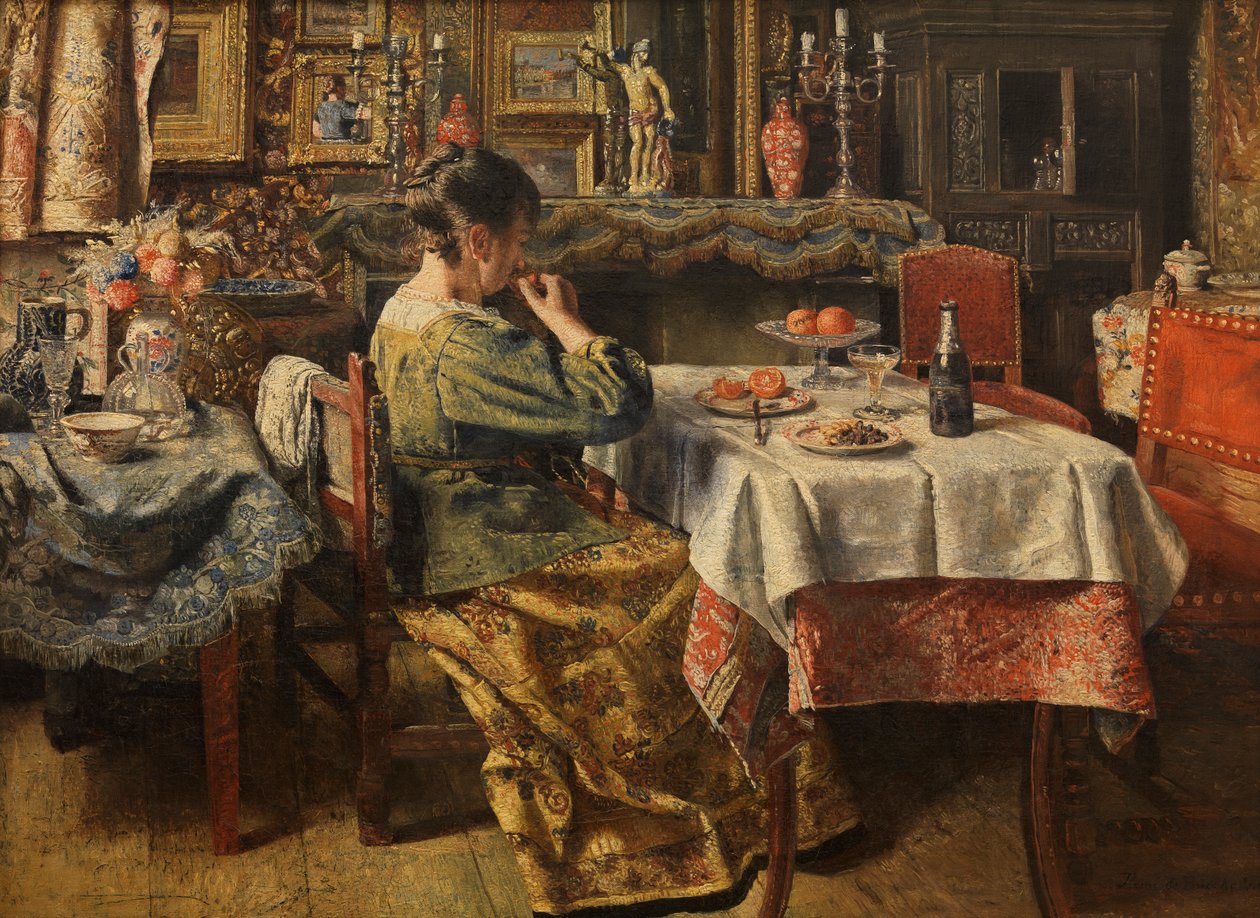 The Meal (öljy kankaalle) tekijältä Henri de Braekeleer
