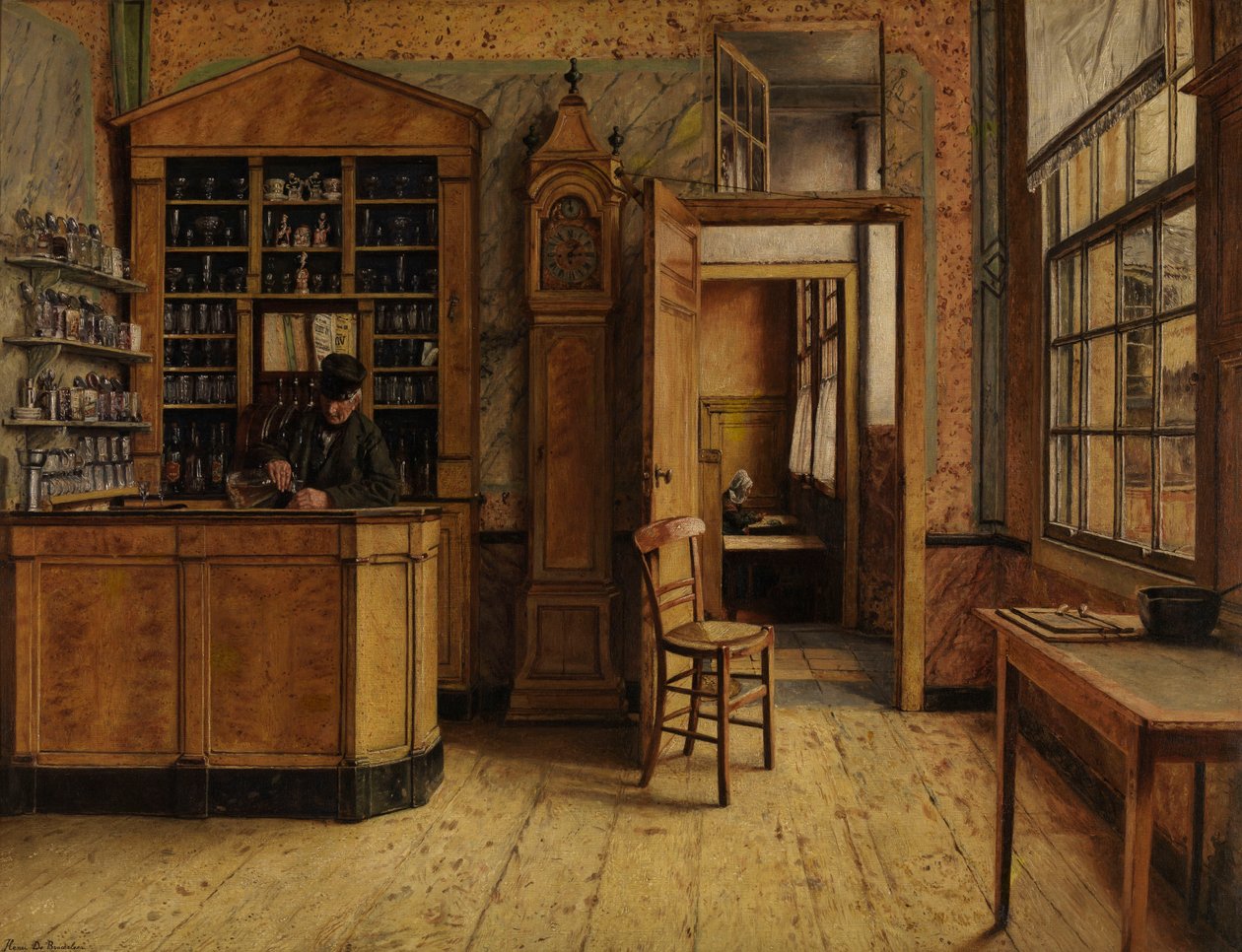 Old Inn "Het Loodshuis" Antwerpenissä (öljy kankaalle) tekijältä Henri de Braekeleer