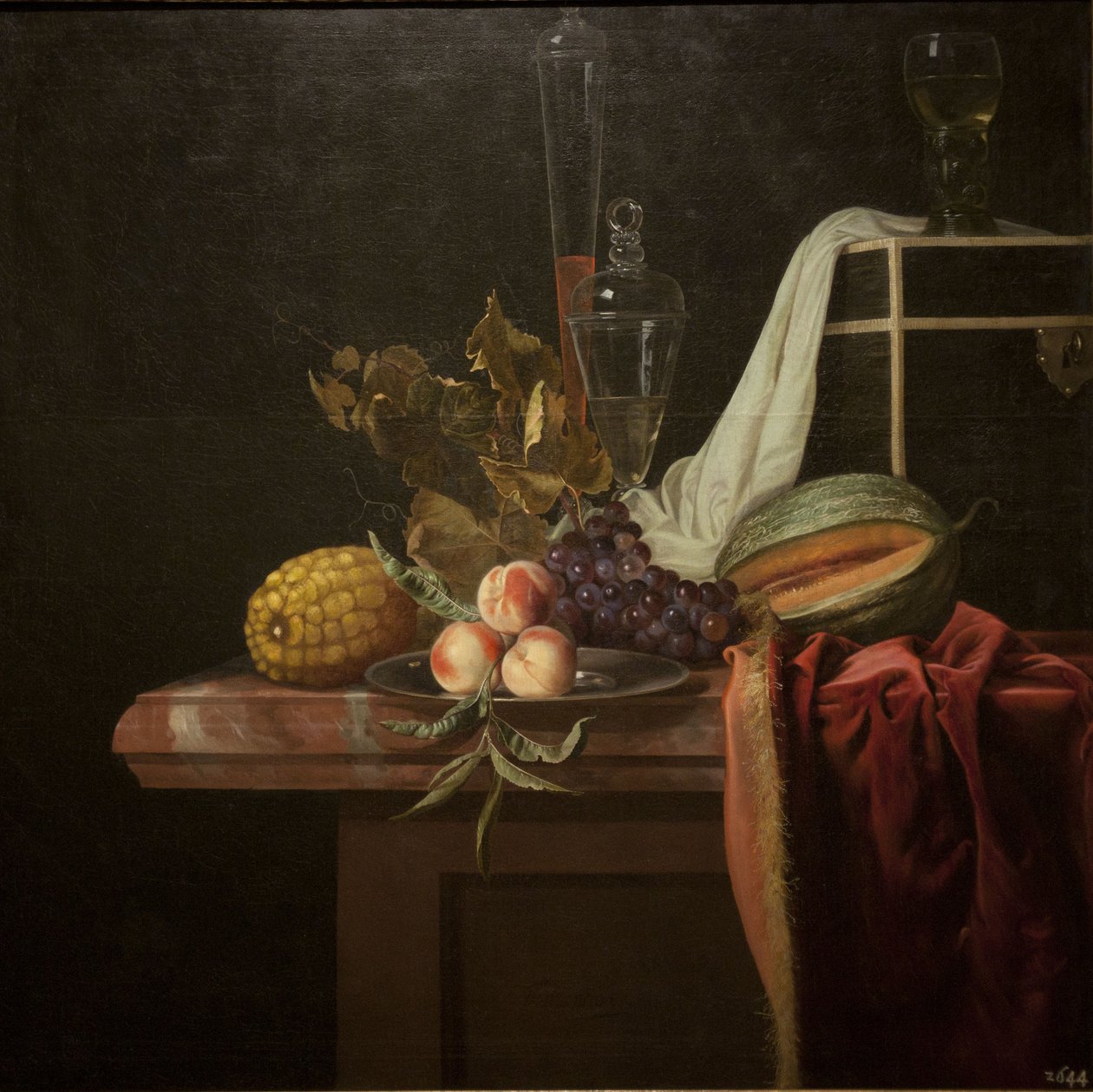Asetelma lasilla ja hedelmillä, n. 1675 tekijältä Henri de Fromantiou