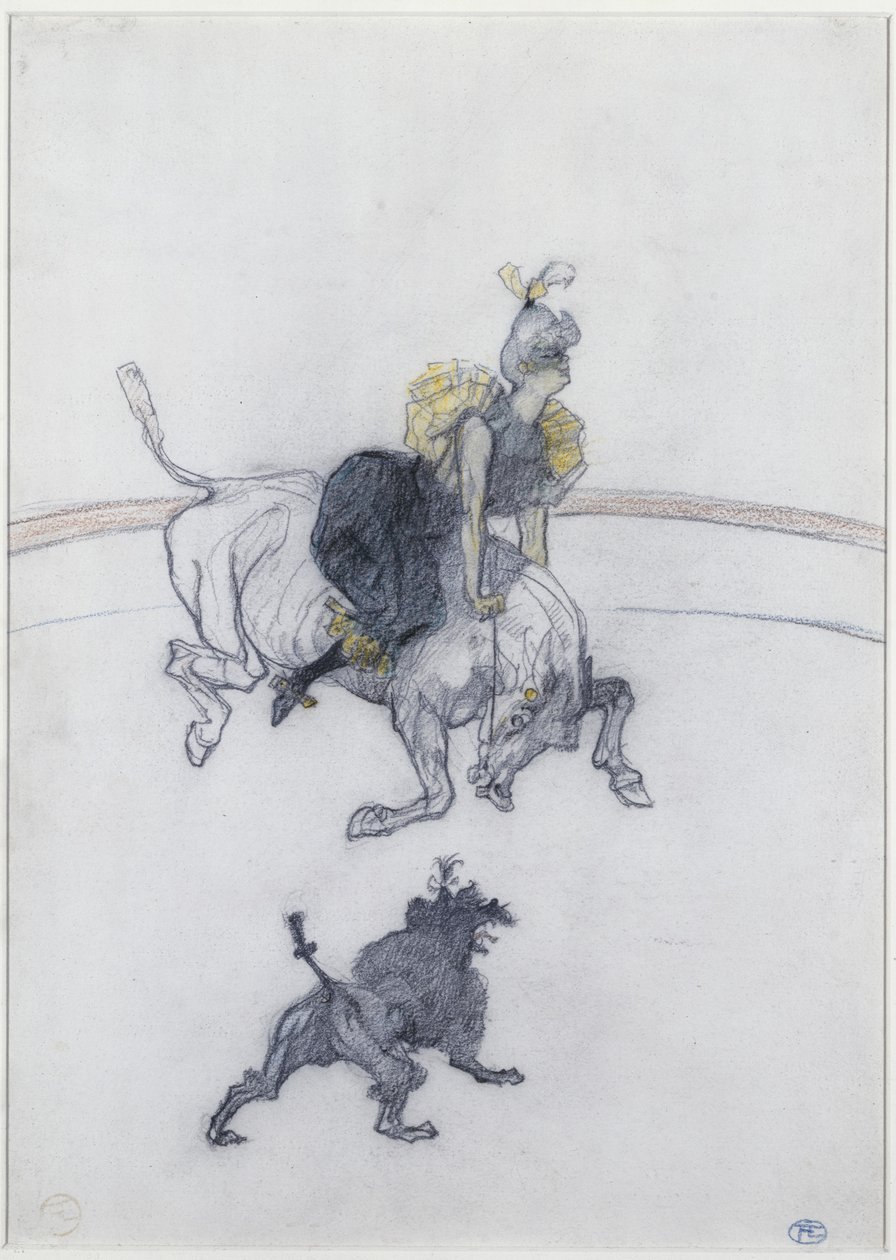 Sirkuksessa: The Salute (Au Circque: Le Salut) 1899 (kynä, liitu ja värillinen värikynä paperilla) tekijältä Henri de Toulouse Lautrec