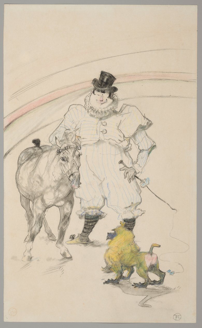Sirkuksessa: koulutettu poni ja paviaani tekijältä Henri de Toulouse-Lautrec