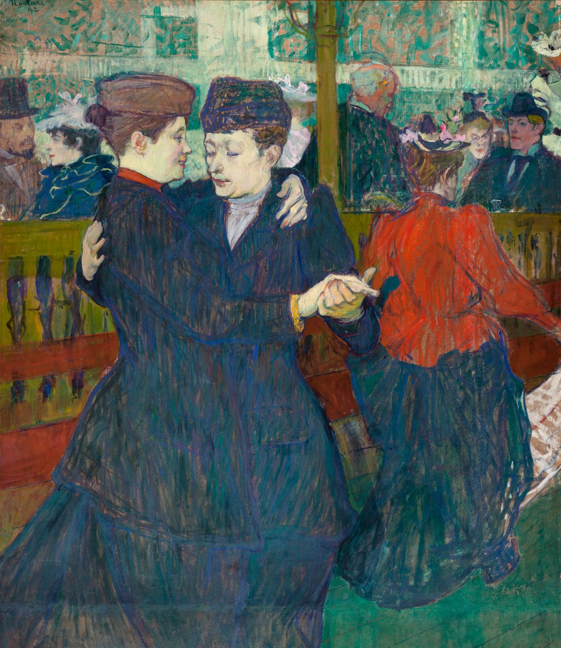 Moulin Rougessa kaksi naista valssimassa tekijältä Henri de Toulouse Lautrec