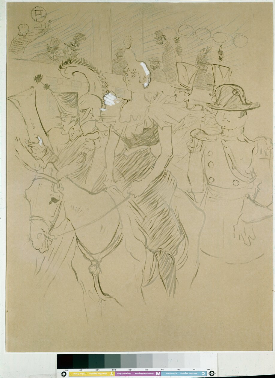 Karnevaali Moulin Rougessa: Cha-u-kaon sisäänkäynti, n. 1896 (kiinalainen muste siveltimellä, kyniä ja valkoinen paperille) tekijältä Henri de Toulouse Lautrec